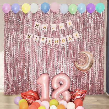 4 Pack Wavy Champagne Gold Metallic Tinsel Foil Fringe Curtains Backdrop - 3.3X6.6ft Foil Fringe Backdrop for Parties | Door Streamers for Birthday | Photo Booth Backdrops Party Decor