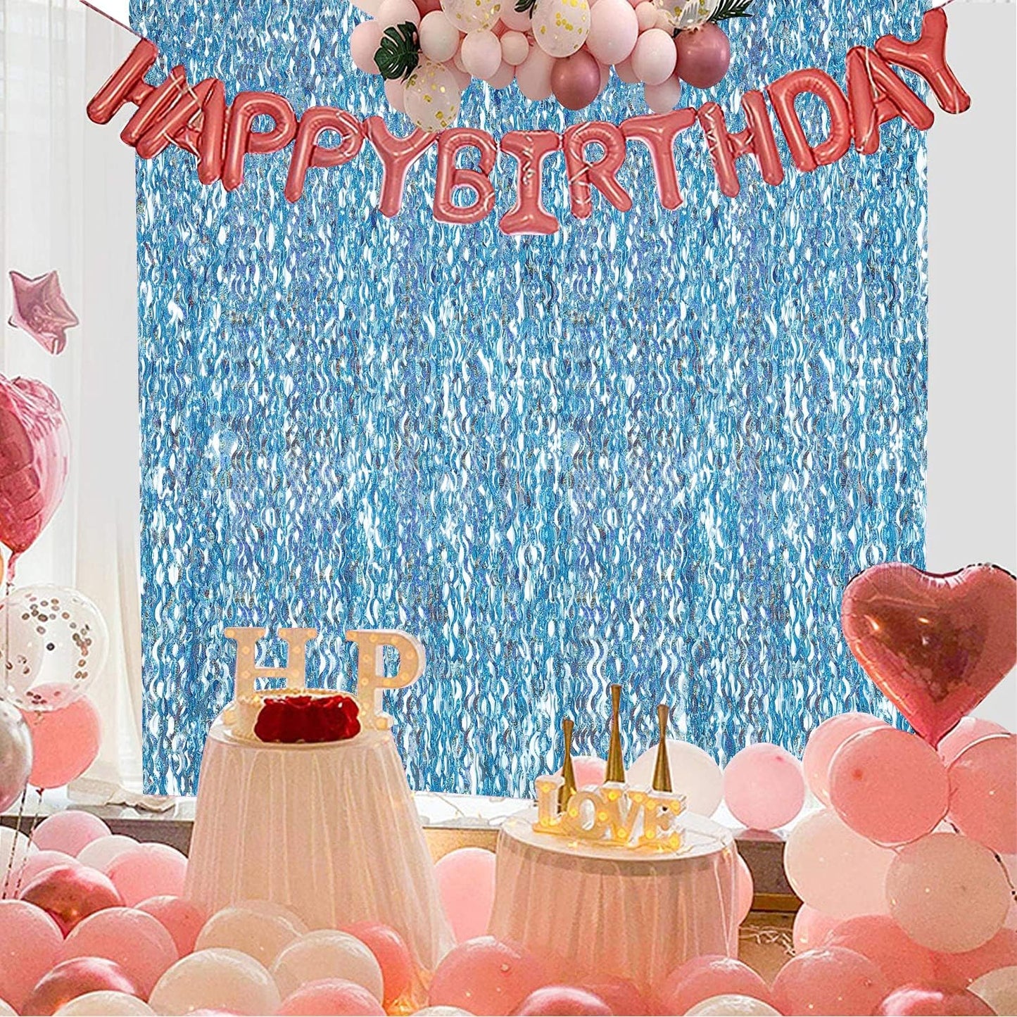 3 Pack Colorful Foil Fringe Curtain Backdrop - 6.6 x 3.3 ft Wavy Rainbow Tinsel Backdrop Curtain Metallic Streamers Iridescent Holiday Photo Booth Party Decorations