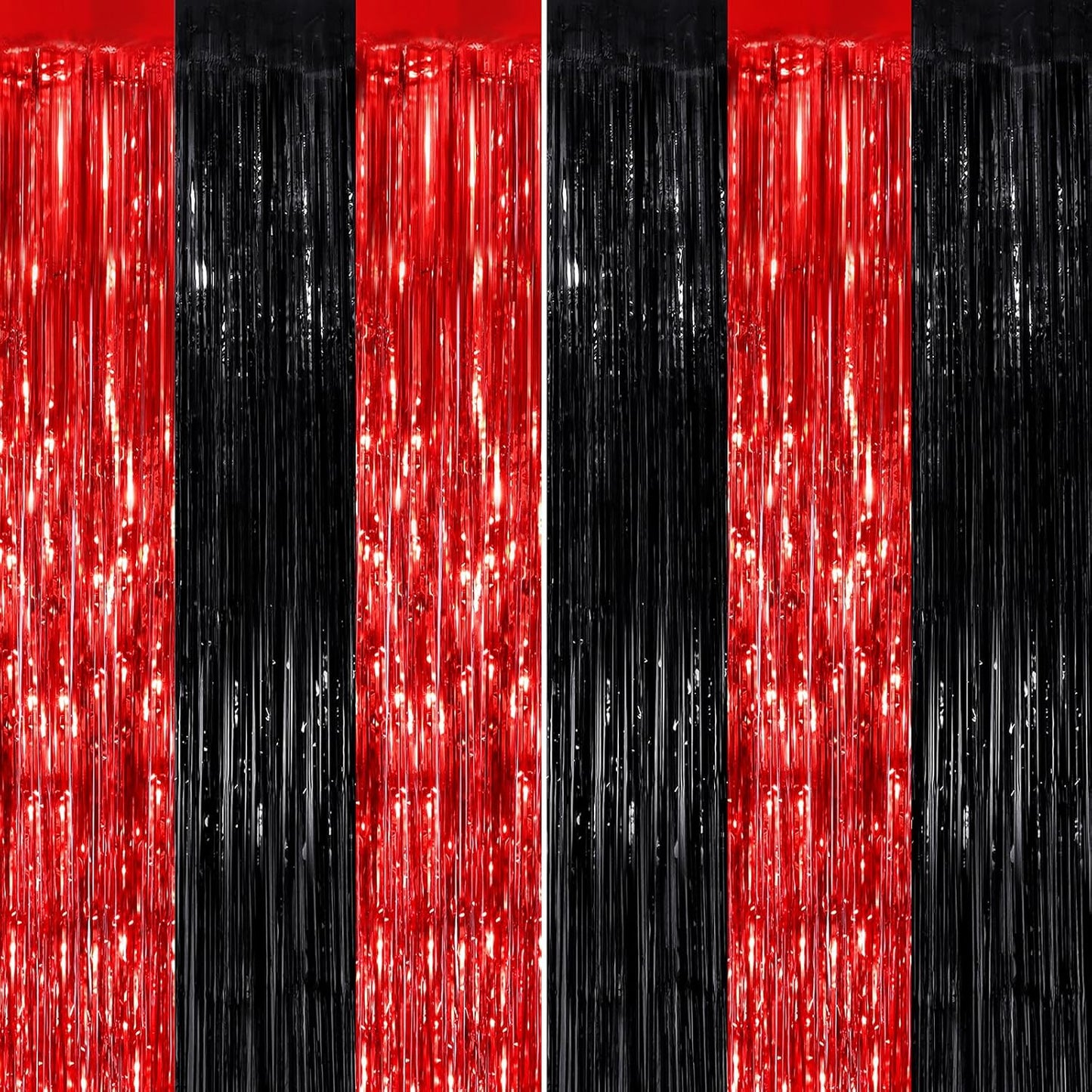 Black Fringe Curtain Party Streamers 2Pack 3.3x8.3 Ft Foil Fringe Backdrop Curtains for Birthday Wedding Bridal Baby Shower Halloween Decor Tinsel Streamers Black Party Decorations Door Streamers