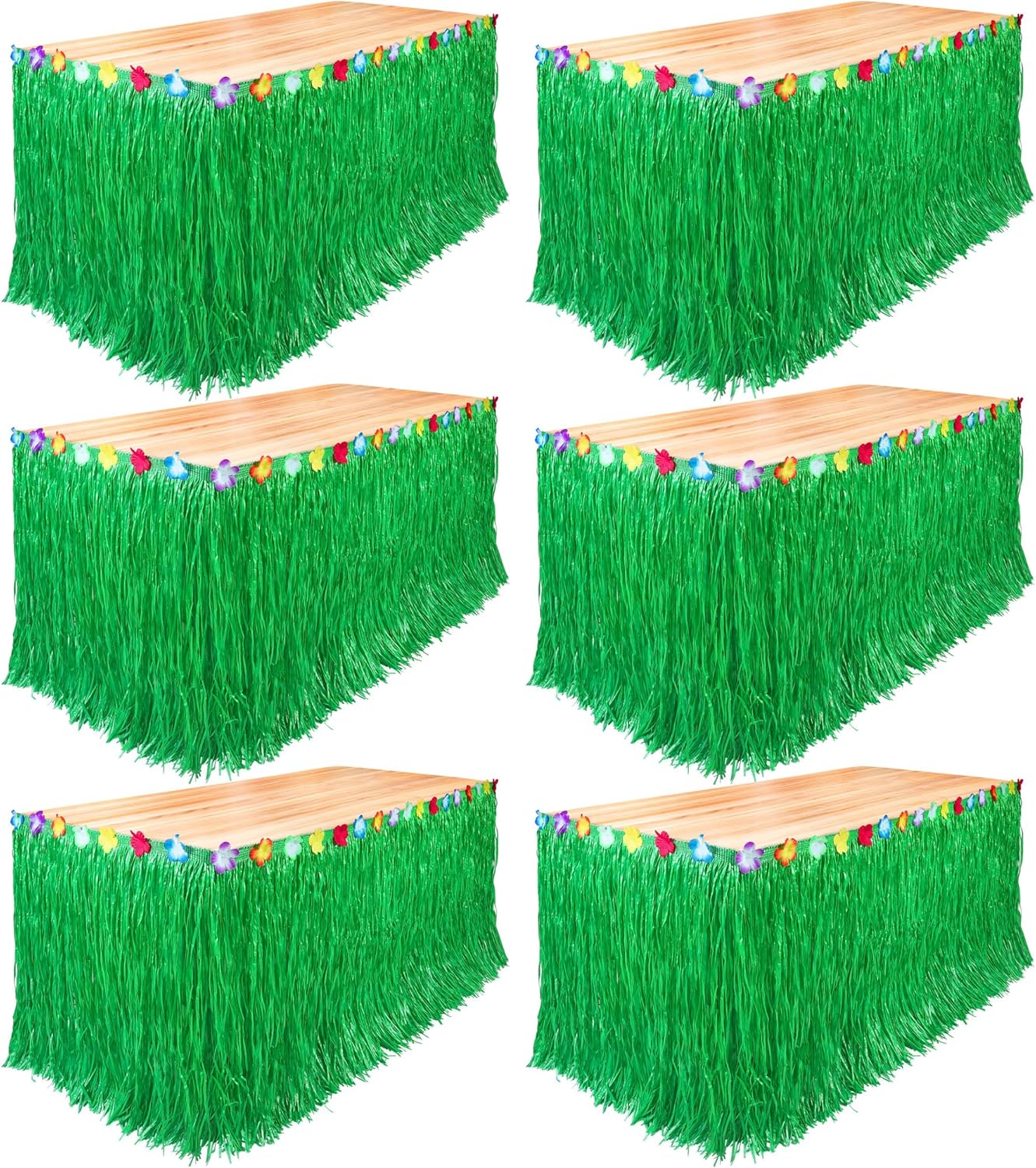 Fovths Luau Grass Table Skirt Natural 9 Feet x 29.5 Inch Hawaiian Table Skirt for Tropical Hawaiian Party Decorations Luau Costume Party, Straw Yellow