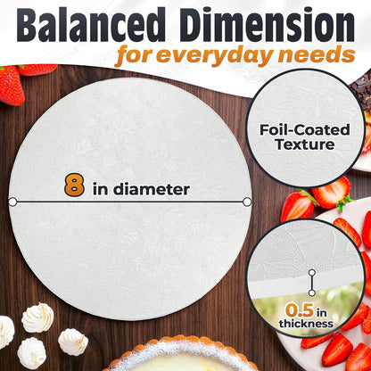 12 Inch Cake Drum, Black Cake Board for Picture-Ready Celebration Cakes, 1/2 Inch Thick Round Cardboard Base with Grease & Moisture Resistant Surface and Decorative Pattern for Parties and Weddings