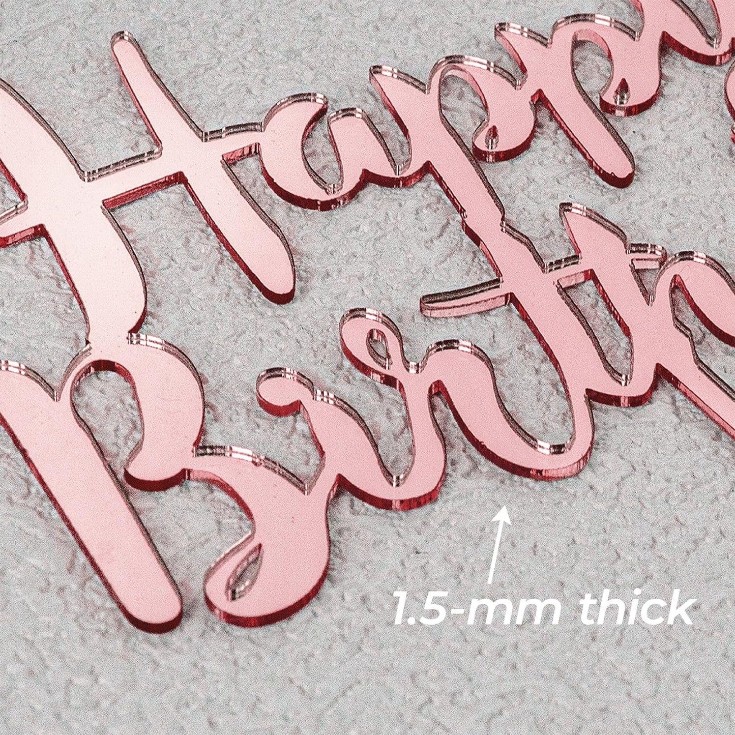 6 Pcs Black Happy Birthday Cake Toppers Set, Acrylic Cake Decoration for Birthday Party