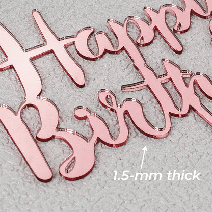 6 Pcs Black Happy Birthday Cake Toppers Set, Acrylic Cake Decoration for Birthday Party