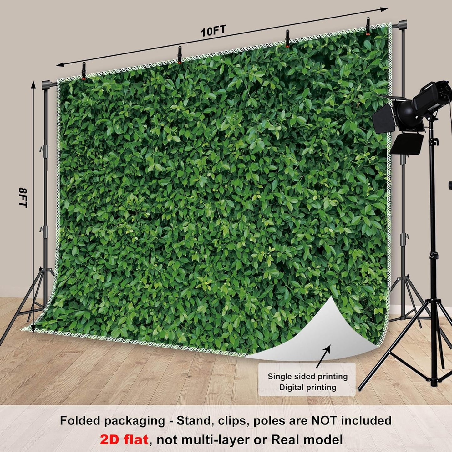 Green Leaves Backdrop - Nature Greenery Polyester Photography Background for Birthday Wedding Decor Soft Fabric Wall Banner | Baby Shower, Safari, Dinosaur Theme Photo Booth(7x5ft)