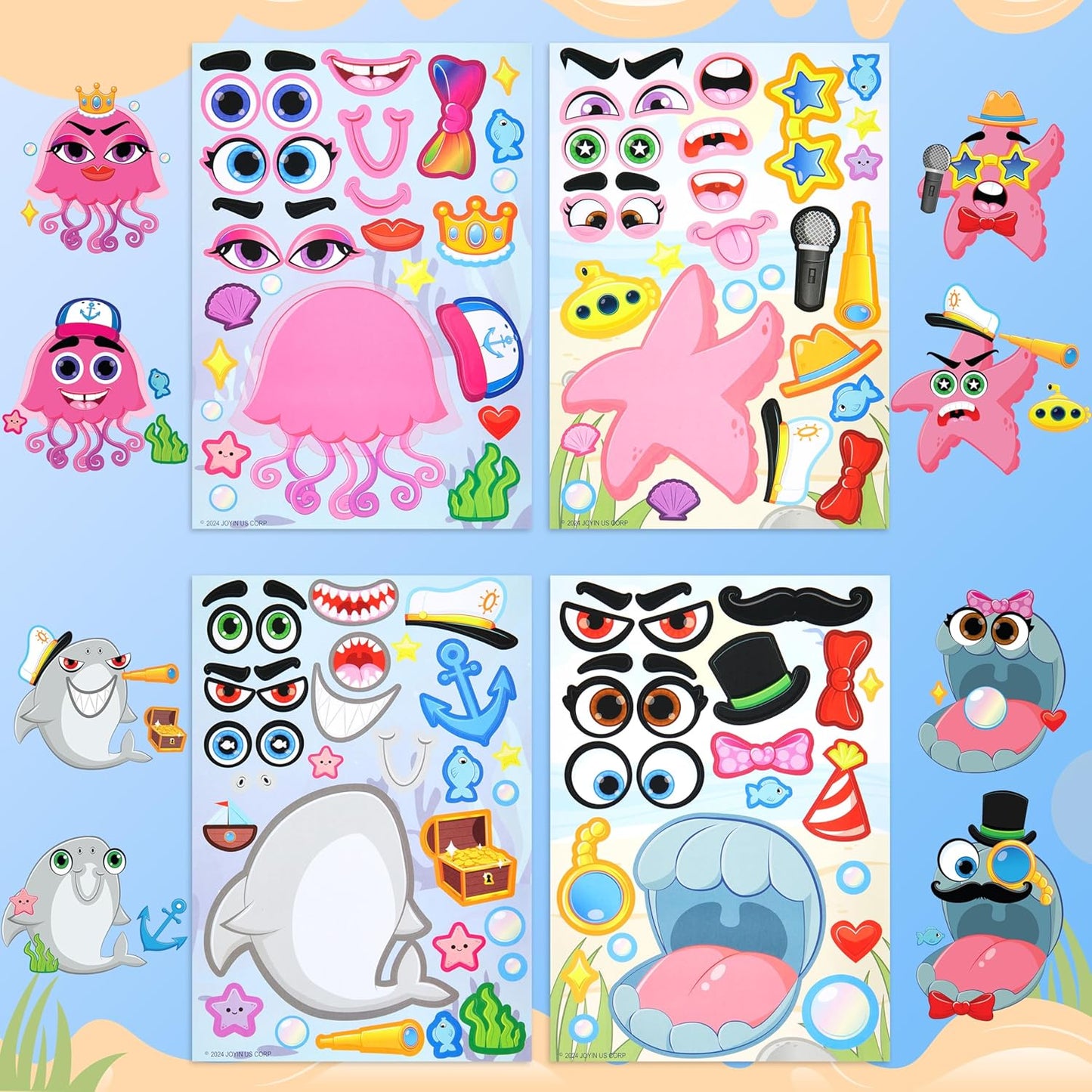 JOYIN 36 Sheets 9"x6" Make a face Stickers for Kids, Make Your Own Animal Stickers with Unicorn, Dinosaur, Sea and Safari Animals, Crafts Birthday Party Favors, Goodie Bags Classroom Activities