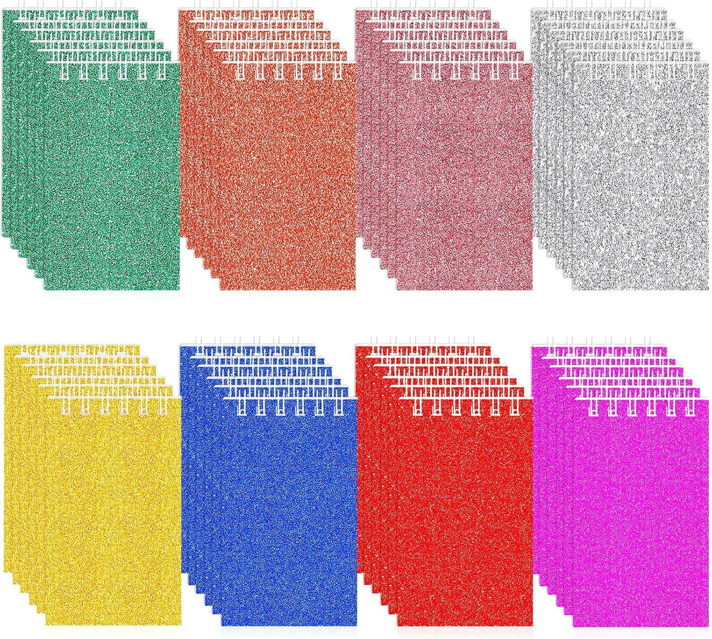 Seajan 24 Pcs Glitter Mini Spiral Notepads for Kids Party Favors Small Prism Notebooks 3.9 x 2.4 Inch Colorful Flash Memo Pads for Girls and Boys Birthday Gift Classroom Rewards 20 Pages Each