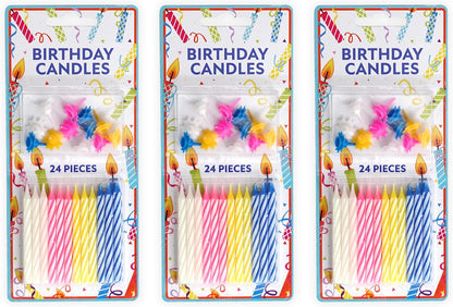 72-Count Birthday Candles Multicolored Spiral, Birthday Candles for Cake, Cupcake Candles, Party Celebration