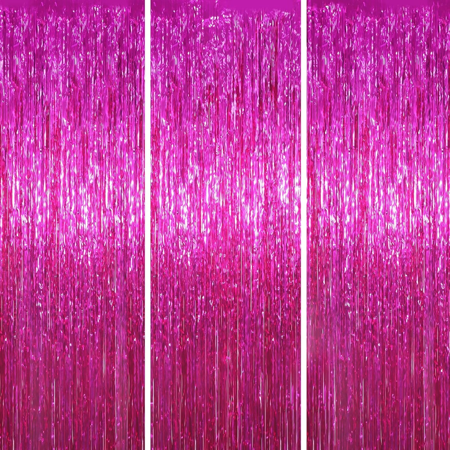 Voircoloria 3 Pack 3.3x8.2 Feet Gold Foil Fringe Backdrop Curtains, Tinsel Streamers, Fringe Backdrop for 2025 New Years Eve, Graduation, Birthday, Baby Shower, Gender Reveal, Disco Party - Colors A