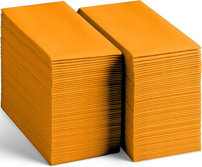 50-Pack Disposable Linen-Feel Caramel Napkins, 12" x 17" Cloth-Like Paper Dinner Napkins For Wedding, Bathroom, Party Or Event