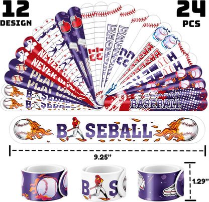 72PCS Baseball Party Favors - 48 Pre-Cut Tattoos & 24 Slap Bracelets for Kids, Perfect for Sports-Themed Birthdays, School Prizes, and Classroom Rewards