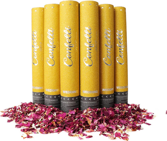Rose Petals Party Confetti Cannon, Natural Petal Air Compression Confetti Popper, Confetti Shooters Party Supplies for Wedding, Birthday, Christmas, Graduation Ceremonies And Any Other Party Or Celebration (Gold_01)
