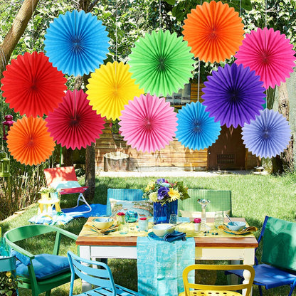 BestoFun 12PCS Paper Fans Hot Pink Party Decorations Tissue Paper Flowers Decorations Paper Fans Party Decorations for Girl Groovy Birthday Baby Shower Wedding Bachelorette Room Wall Hanging Décor