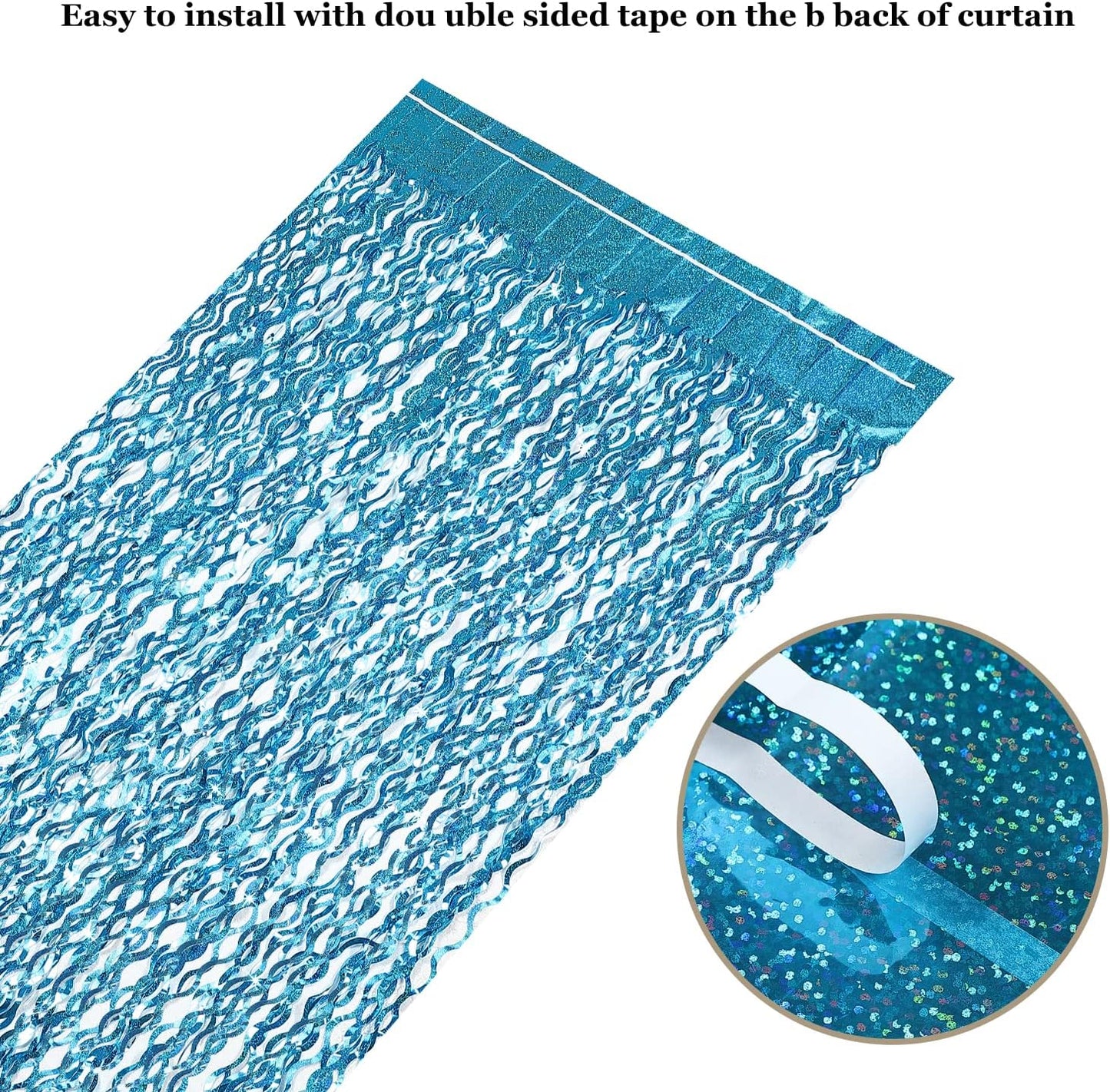 3 Pack Colorful Foil Fringe Curtain Backdrop - 6.6 x 3.3 ft Wavy Rainbow Tinsel Backdrop Curtain Metallic Streamers Iridescent Holiday Photo Booth Party Decorations