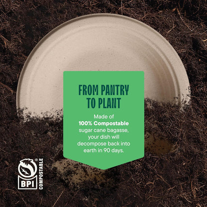100% Compostable Paper Plates, Heavy Duty Disposable Plates [125-Pack] 9 Inch Plates - Eco-Friendly, Biodegradable Sugarcane Bagasse, Natural Unbleached Brown 9" Dinner Paper Plate Disposable