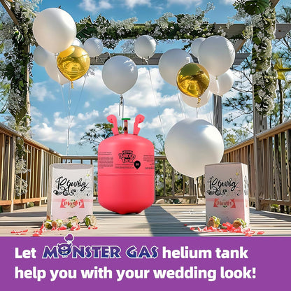 Monster Gas 7L Helium Tank For Balloons At Home, Balloon Helium Tank Up To 30 Latex Balloons, Small Helium Tanks