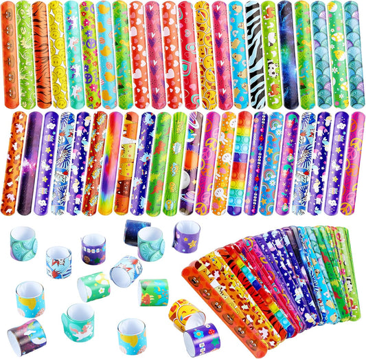 JOYIN 48 Pcs Slap Bracelets for Kids, Bulk Wristbands with Animals, Friendship, Heart, Galaxy, Party Favors, Classroom Prizes Birthday Exchanging Gifts, Goodie Bag Stuffers