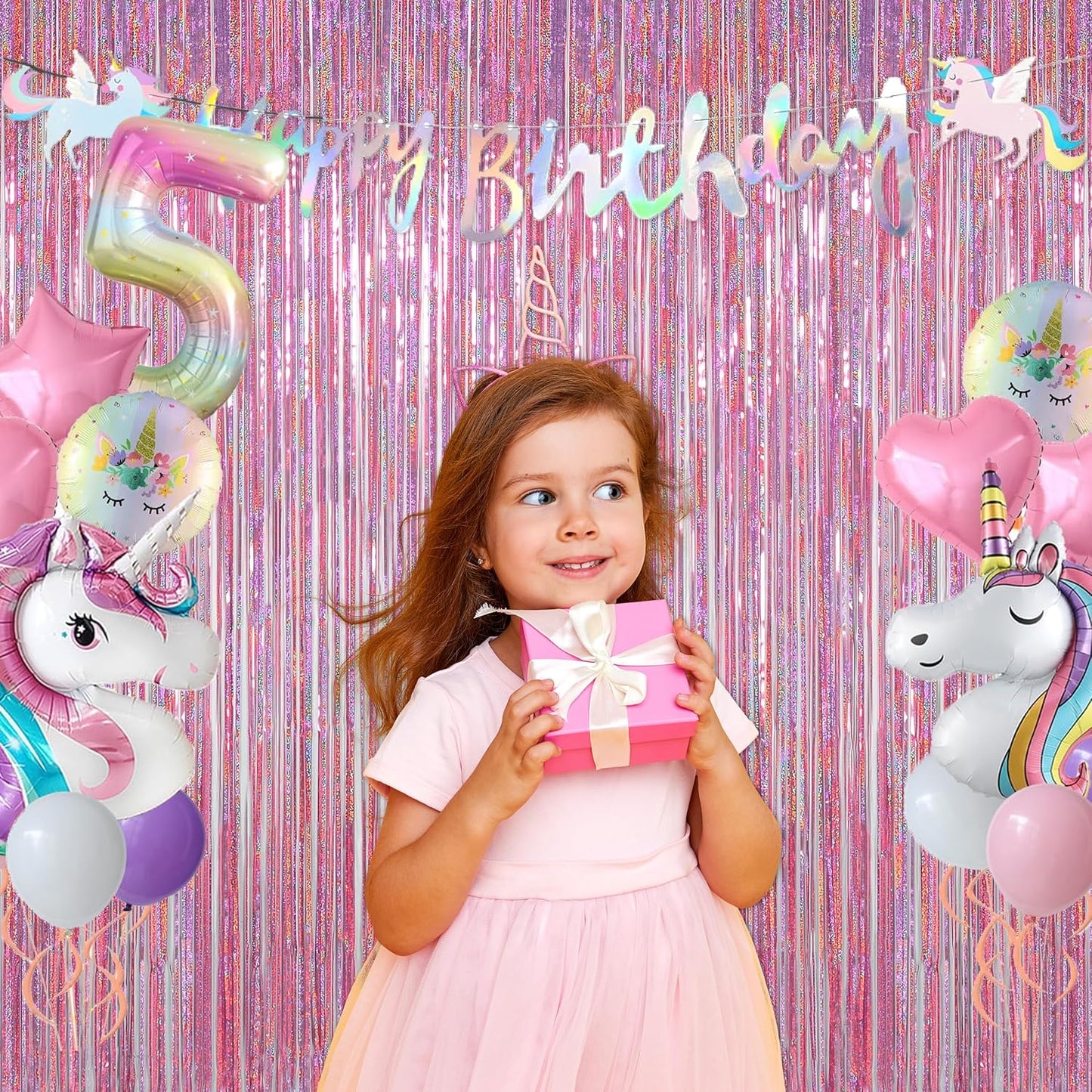 Melsan 2 Pack 3.2 ft x 8.2 ft Tinsel Foil Fringe Curtains Backdrop, Sparkle Metallic Foil Curtains for Party Photo Booth Props Decoration, Pinkish Purple