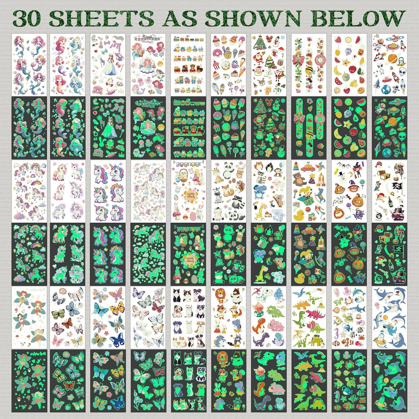 Tattoos for Kids, 350+ Mixed Styles (37 Sheets) Temporary Tattoos Stickers Set Gift for Girls and Boys, Space Dinosaur Animals Butterfly Tattoos for Kids Birthday Party Supplies