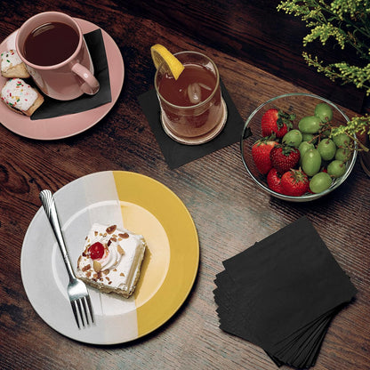 500 Pack Cocktail Napkins Paper - Quality 3-Ply Black Beverage Napkins - Restaurant, Event, Bar Napkins - Perfect Size Dessert Napkins - Party Napkins Bulk - Elegant Wedding Napkins Disposable