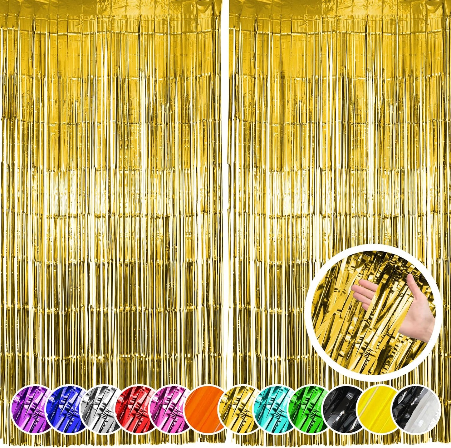 Hampton Distribution 6 Pack Silver Foil Fringe Curtains, Silver Tinsel Backdrop Party Curtains, Party Supplies for Birthday, Holidays, Parties & More