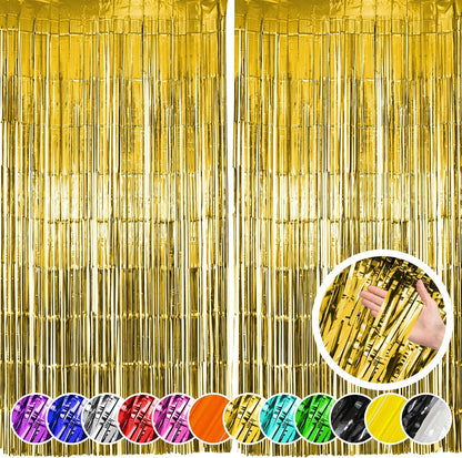 Hampton Distribution 6 Pack Silver Foil Fringe Curtains, Silver Tinsel Backdrop Party Curtains, Party Supplies for Birthday, Holidays, Parties & More