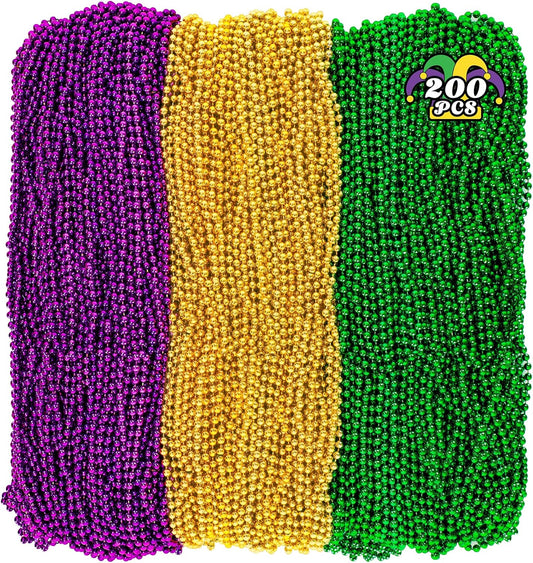Huskein 200 PCS St Patricks Day Beads Necklaces, 33" Mardi Gras Beads, St Patricks Day Bead, Green Accessories Parade Favors Bulk for Wedding Birthday Party Favors