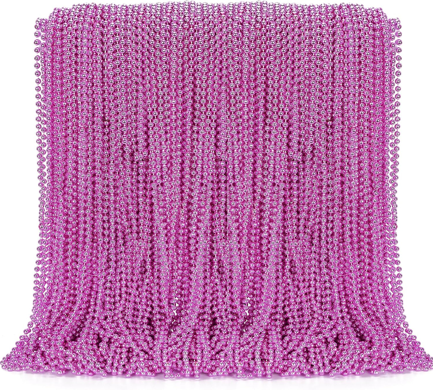 EOBOH 144PCS Mardi Gras Beads, Metallic 12 Kinds Bead Necklace Party Supplies, 33" Mardi Gras Necklace Costume Stuff, Festival Parade Throw Accessories for Wedding Birthday Celebrations Decorations