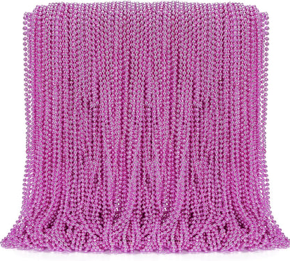 EOBOH 144PCS Mardi Gras Beads, Metallic 12 Kinds Bead Necklace Party Supplies, 33" Mardi Gras Necklace Costume Stuff, Festival Parade Throw Accessories for Wedding Birthday Celebrations Decorations