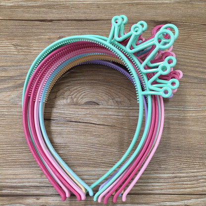 XIMA 12pcs Spring Colors ABS Plastic Material Crown Women Headbands Tiaras Head Band Princess Headear Hair Accessory (SP-Crown)