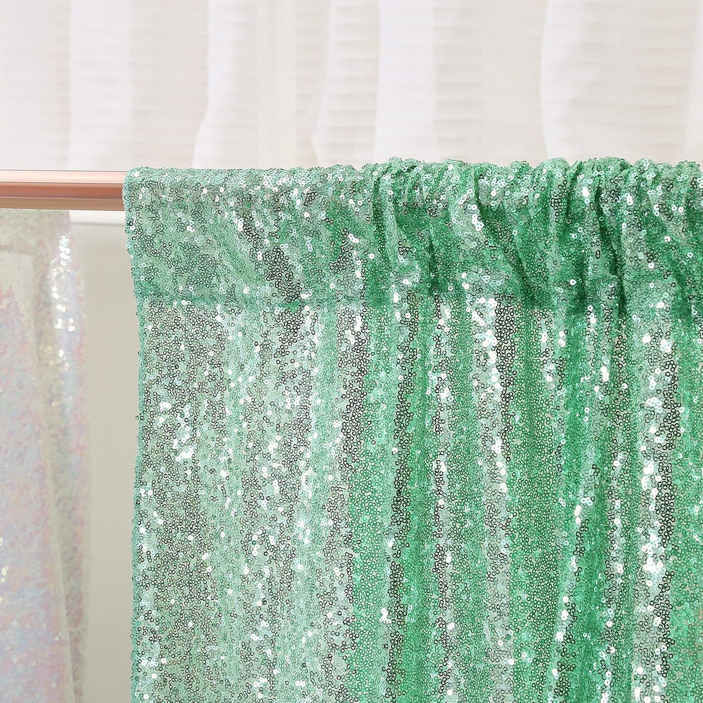 Poise3EHome Black Sequin Backdrop Curtains, 2 Panels 2FTx8FT Glitter Photo Booth Backdrop for Halloween Birthday Bachelorette Wednesday Twilight Party Decorations