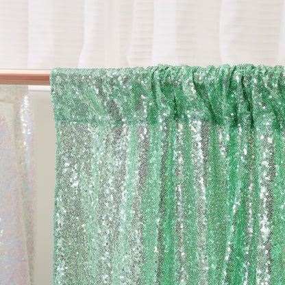 Poise3EHome Black Sequin Backdrop Curtains, 2 Panels 2FTx8FT Glitter Photo Booth Backdrop for Halloween Birthday Bachelorette Wednesday Twilight Party Decorations