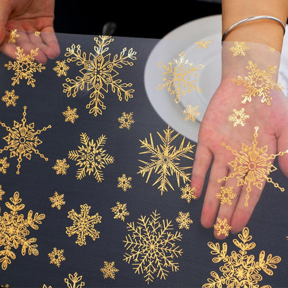 Snowkingdom 2 Pieces Gold Table Runner, Sequin Glitter Foil Metallic Thin Mesh Runner Roll 11"x108", Gold Table Decorations for Event Party, Wedding, Birthday Party, Christmas