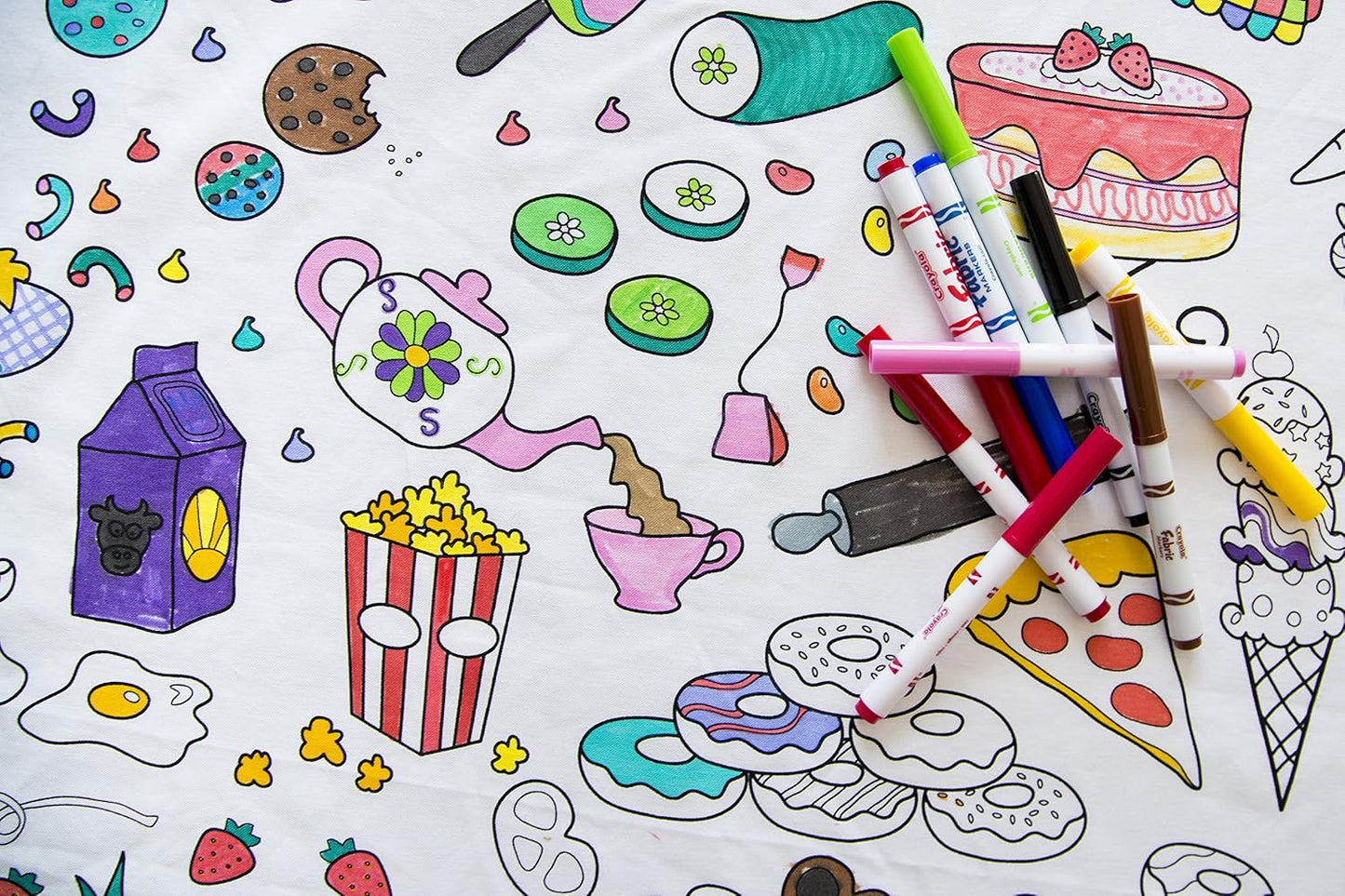 Animal Fun Design – Square Tablecloth 60”X60” – Interactive Coloring Tablecloth for Kids - Poly/Cotton Fabric – Washable and Reusable – DIY Activity for Children and Adults