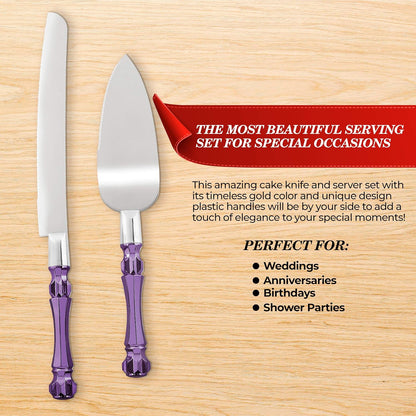 Homi styles Wedding Cake knife and Server Set | Elegant Rose Gold Color Premium 420 Stainless Steel plated Blades | Cake & Pie Serving Set for Wedding Cake, Birthdays, Anniversaries, Parties