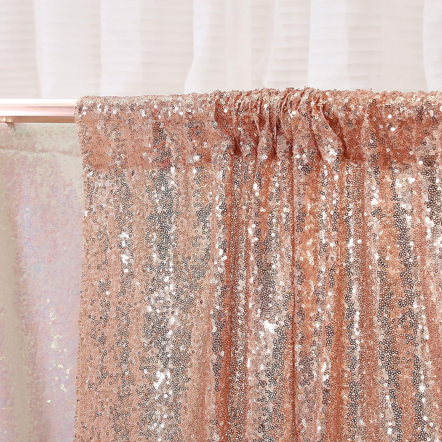 Poise3EHome Black Sequin Backdrop Curtains, 2 Panels 2FTx8FT Glitter Photo Booth Backdrop for Halloween Birthday Bachelorette Wednesday Twilight Party Decorations