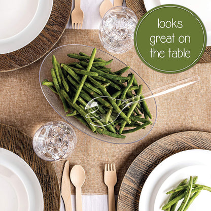 Plasticpro Disposable Plastic Serving Utensils Set of 4 Salad Spoons, And 4 Salad Forks, Clear Heavyweight