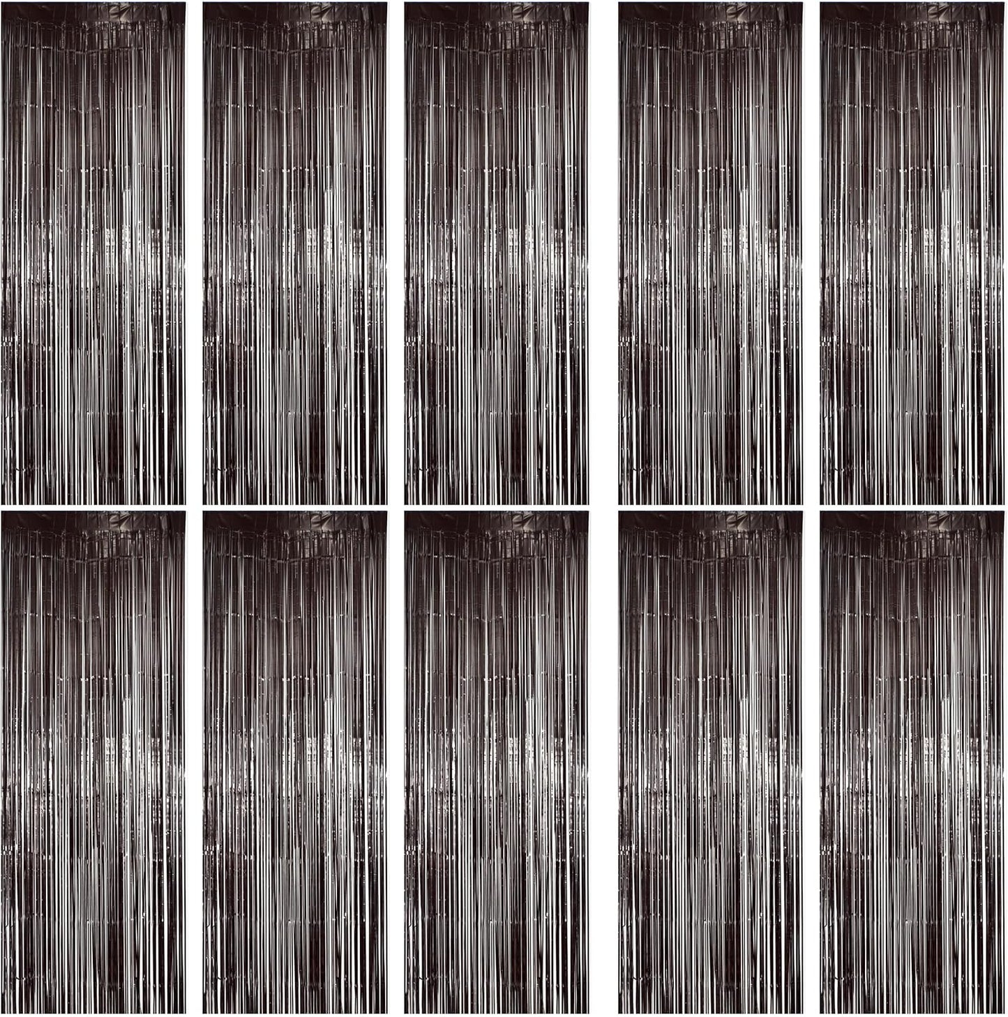 Hampton Distribution 6 Pack Silver Foil Fringe Curtains, Silver Tinsel Backdrop Party Curtains, Party Supplies for Birthday, Holidays, Parties & More