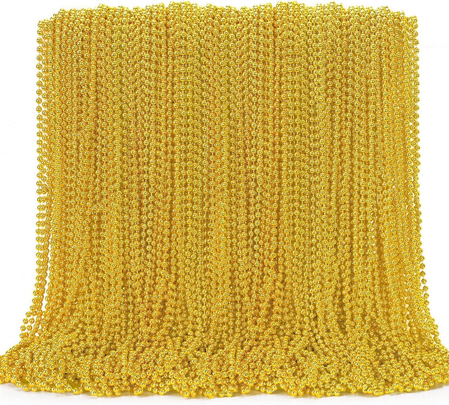 EOBOH 144PCS Mardi Gras Beads, Metallic 12 Kinds Bead Necklace Party Supplies, 33" Mardi Gras Necklace Costume Stuff, Festival Parade Throw Accessories for Wedding Birthday Celebrations Decorations