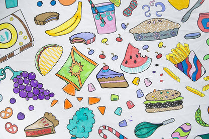 Animal Fun Design – Square Tablecloth 60”X60” – Interactive Coloring Tablecloth for Kids - Poly/Cotton Fabric – Washable and Reusable – DIY Activity for Children and Adults
