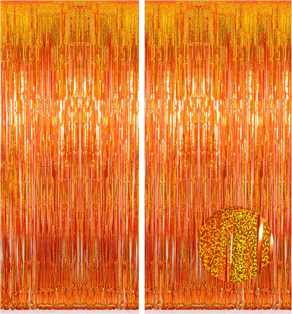 Melsan 2 Pack 3.2 ft x 8.2 ft Tinsel Foil Fringe Curtains Backdrop, Sparkle Metallic Foil Curtains for Party Photo Booth Props Decoration, Pinkish Purple