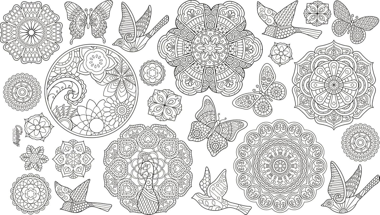 Animal Fun Design – Square Tablecloth 60”X60” – Interactive Coloring Tablecloth for Kids - Poly/Cotton Fabric – Washable and Reusable – DIY Activity for Children and Adults