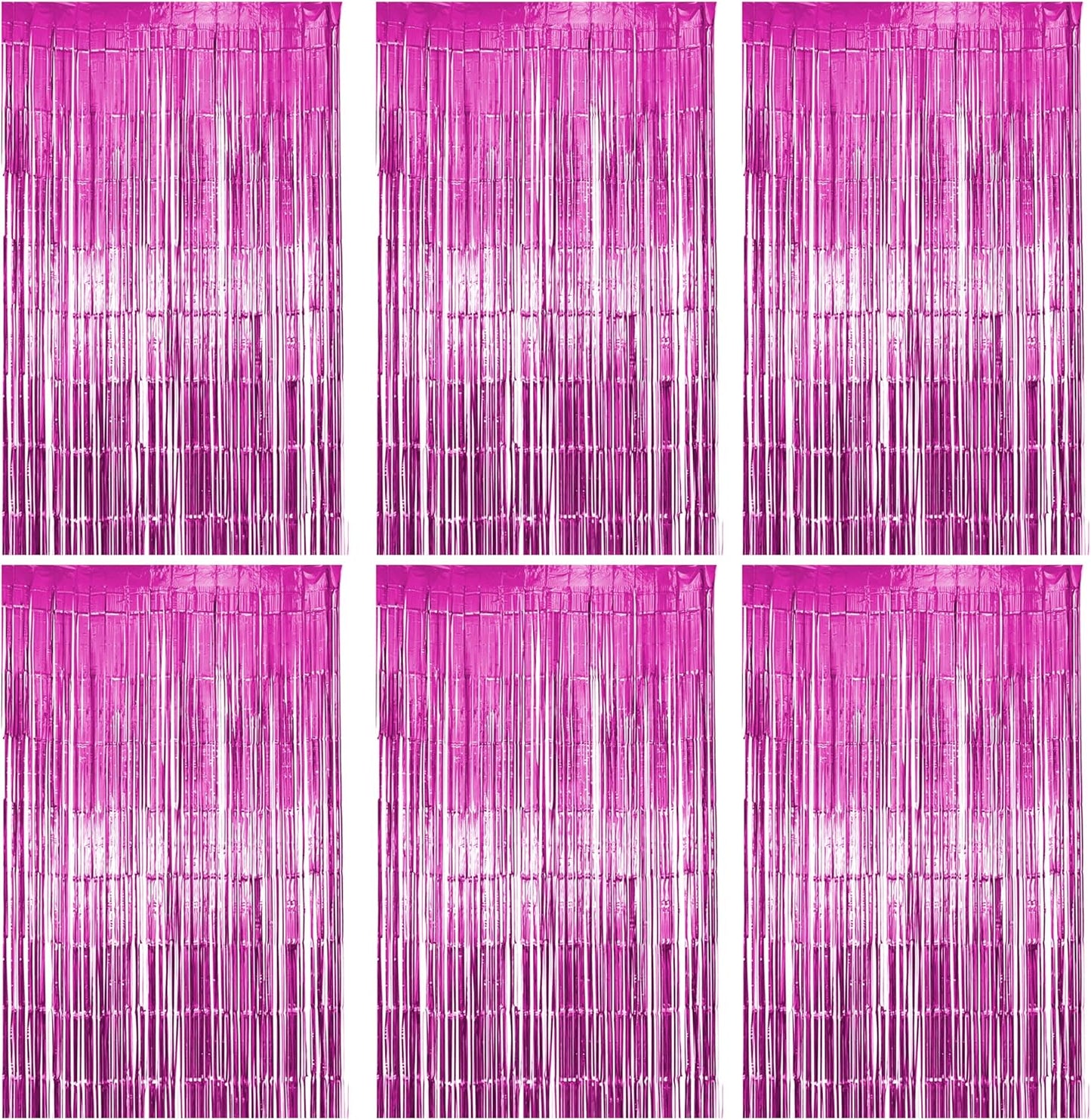 Hampton Distribution 6 Pack Silver Foil Fringe Curtains, Silver Tinsel Backdrop Party Curtains, Party Supplies for Birthday, Holidays, Parties & More