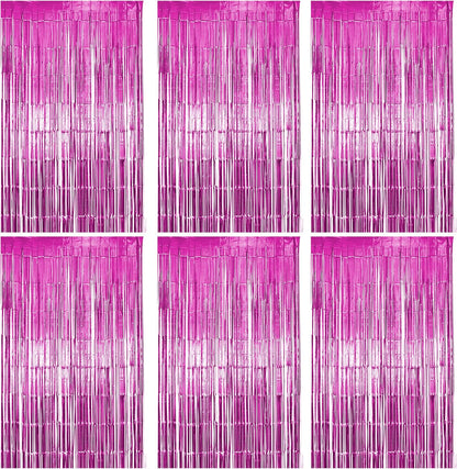 Hampton Distribution 6 Pack Silver Foil Fringe Curtains, Silver Tinsel Backdrop Party Curtains, Party Supplies for Birthday, Holidays, Parties & More