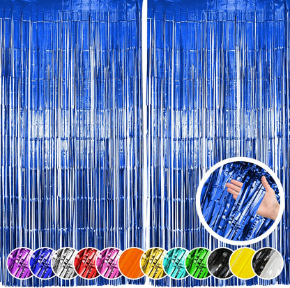 Hampton Distribution 6 Pack Silver Foil Fringe Curtains, Silver Tinsel Backdrop Party Curtains, Party Supplies for Birthday, Holidays, Parties & More
