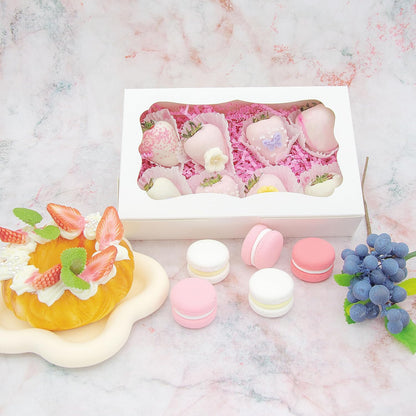 50pcs 8x5x2 Inch White Bakery Boxes Cookie Boxes with Window Treat Boxes Dessert Boxes for Cookie,Pastry,Macaron,Donut,Muffins,Chocolate,Cupcake and Candy Gift Giving