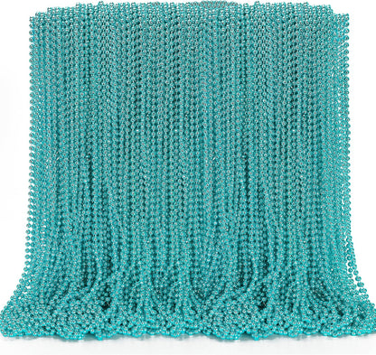EOBOH 144PCS Mardi Gras Beads, Metallic 12 Kinds Bead Necklace Party Supplies, 33" Mardi Gras Necklace Costume Stuff, Festival Parade Throw Accessories for Wedding Birthday Celebrations Decorations