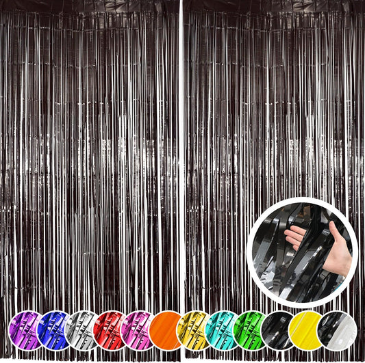 Hampton Distribution 6 Pack Silver Foil Fringe Curtains, Silver Tinsel Backdrop Party Curtains, Party Supplies for Birthday, Holidays, Parties & More