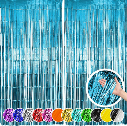 Hampton Distribution 6 Pack Silver Foil Fringe Curtains, Silver Tinsel Backdrop Party Curtains, Party Supplies for Birthday, Holidays, Parties & More