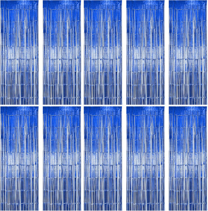 Hampton Distribution 6 Pack Silver Foil Fringe Curtains, Silver Tinsel Backdrop Party Curtains, Party Supplies for Birthday, Holidays, Parties & More