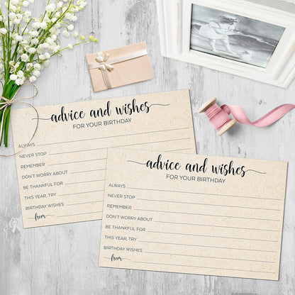 321Done 4x6 Retirement Party Advice and Well Wishes Cards, Tan - Made in USA, Happy Retiree, Fun Celebration Idea, Game, Activity, Memories - Ad Lib Prompts - Pack of 50